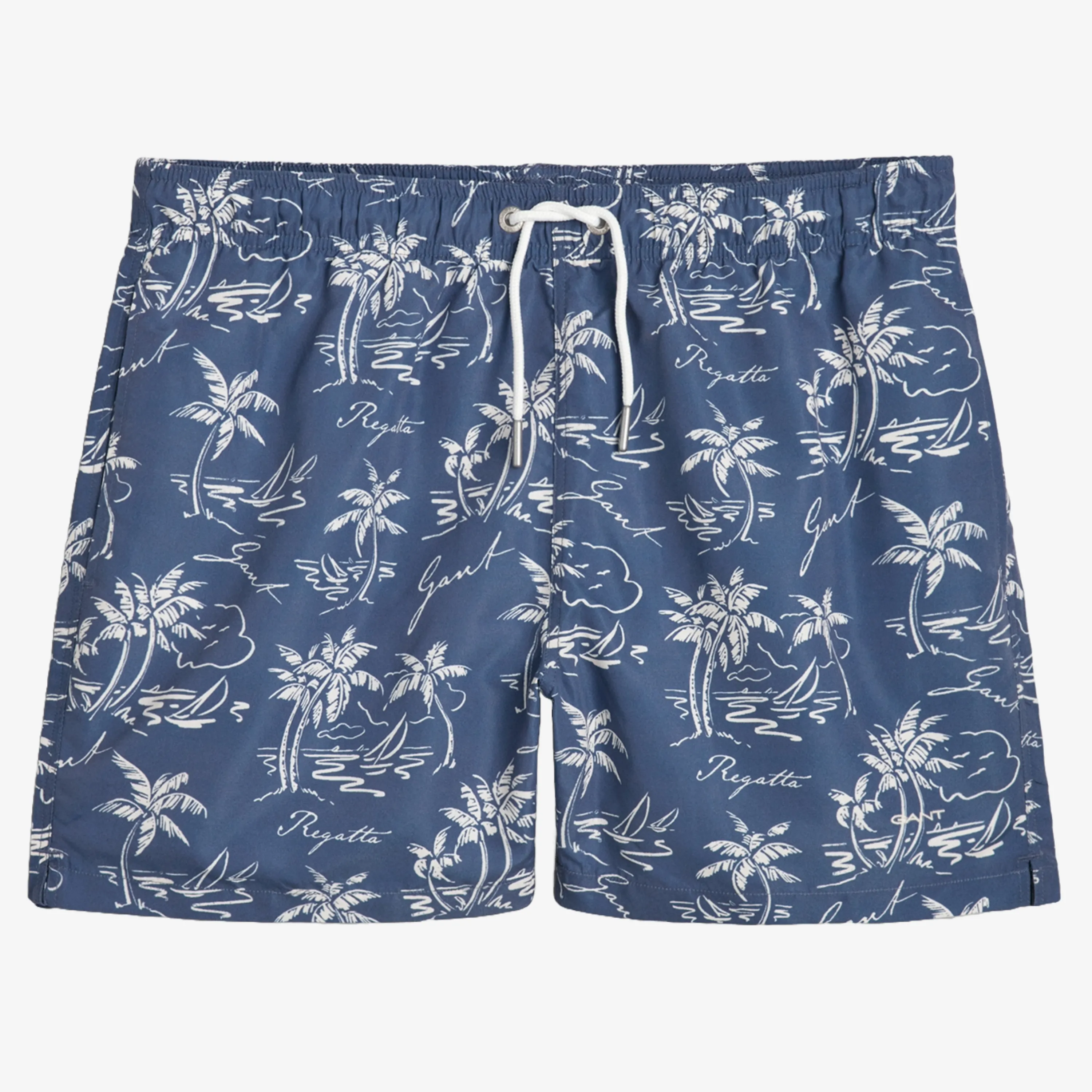 Gant Island Print Swim Shorts - Dusty Navy