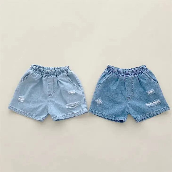 Girls Distressed Elastic Waist Shorts - FINAL SALE