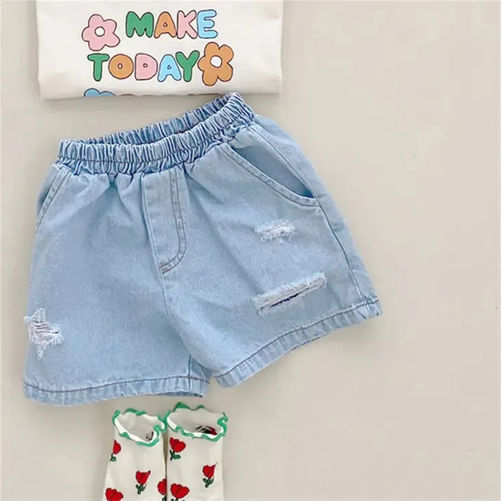 Girls Distressed Elastic Waist Shorts - FINAL SALE