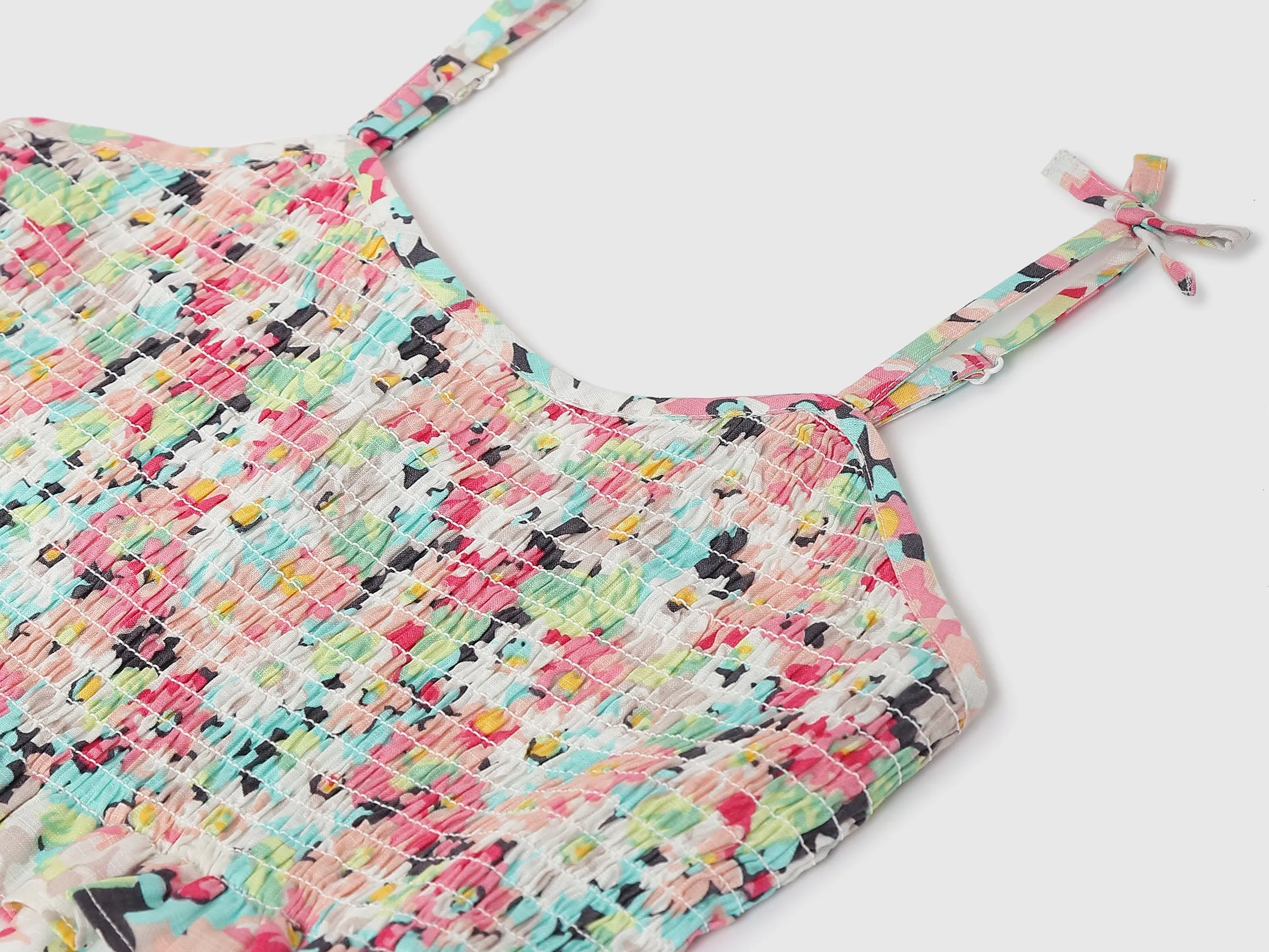 Girls Printed Shoulder Strap Dress