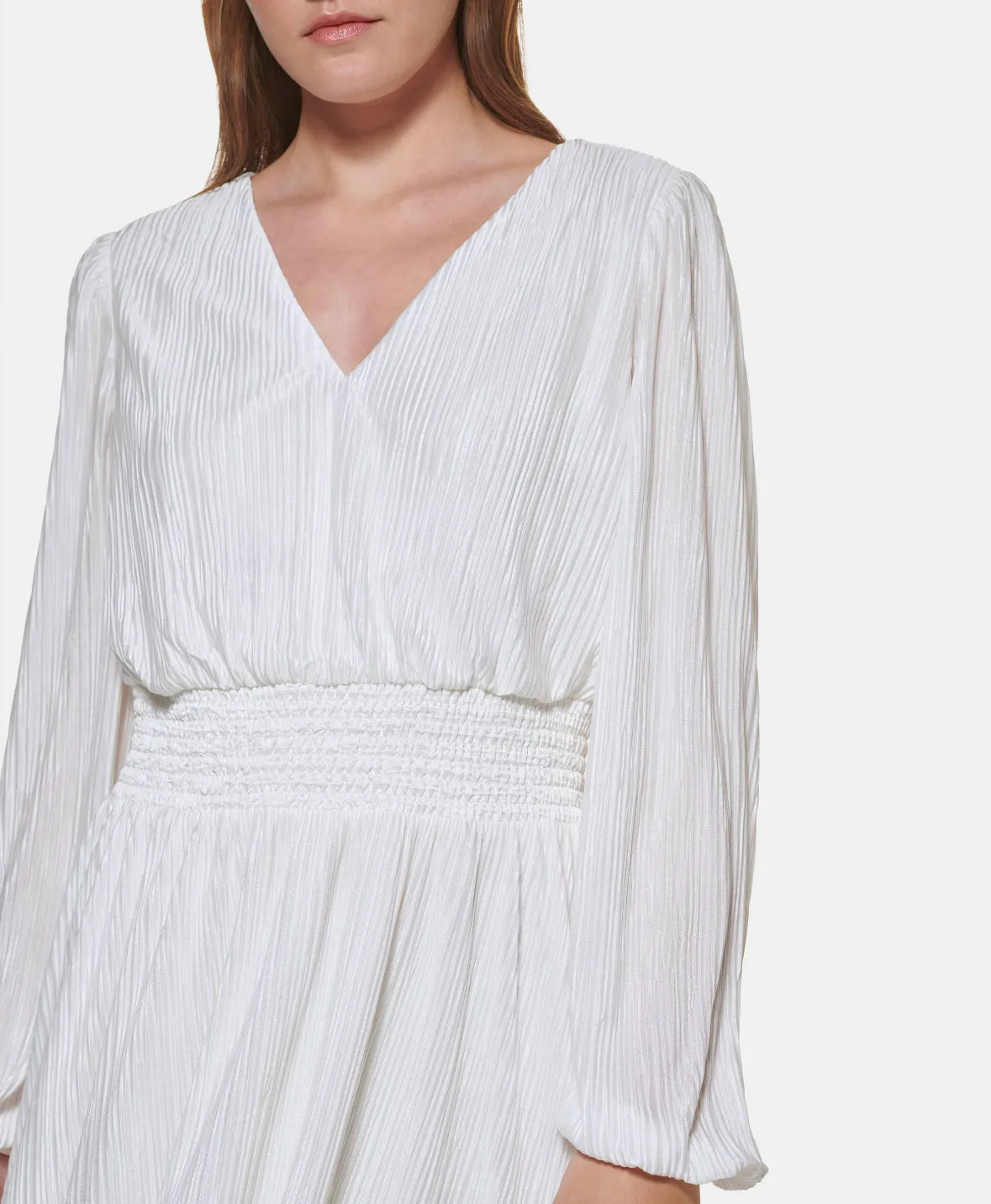 GISELLE PLEATED SMOCK WAIST DRESS