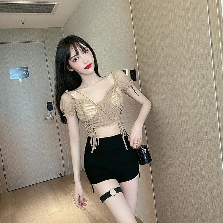 Gothic High Waist Shorts Side Slit