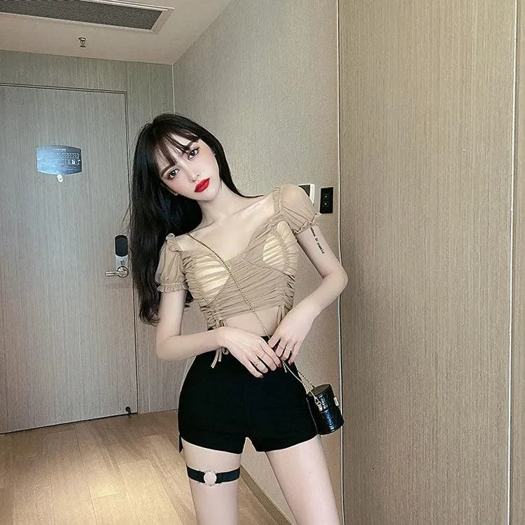 Gothic High Waist Shorts Side Slit