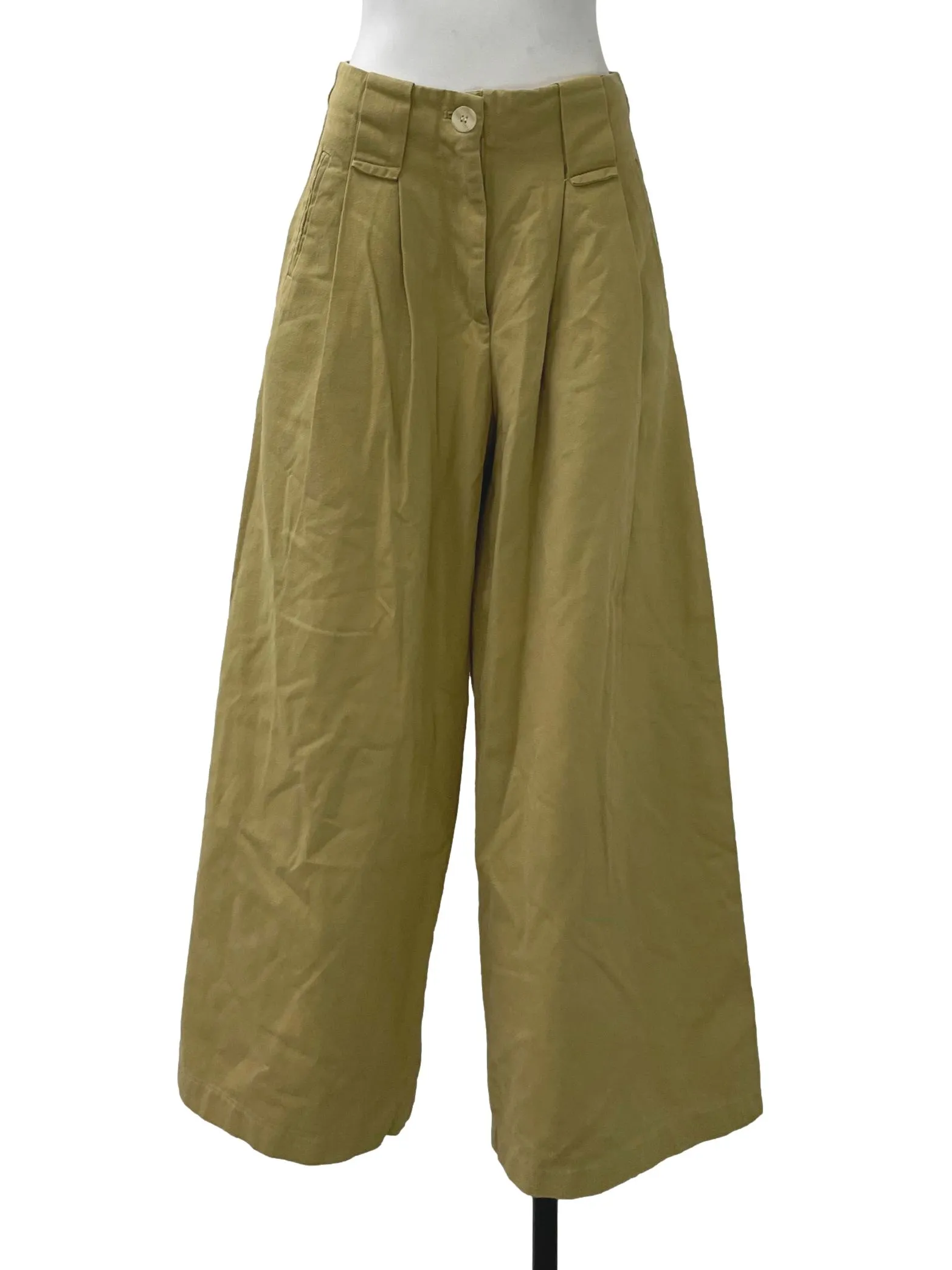 Green Pleated Wide Legged Pants TEM