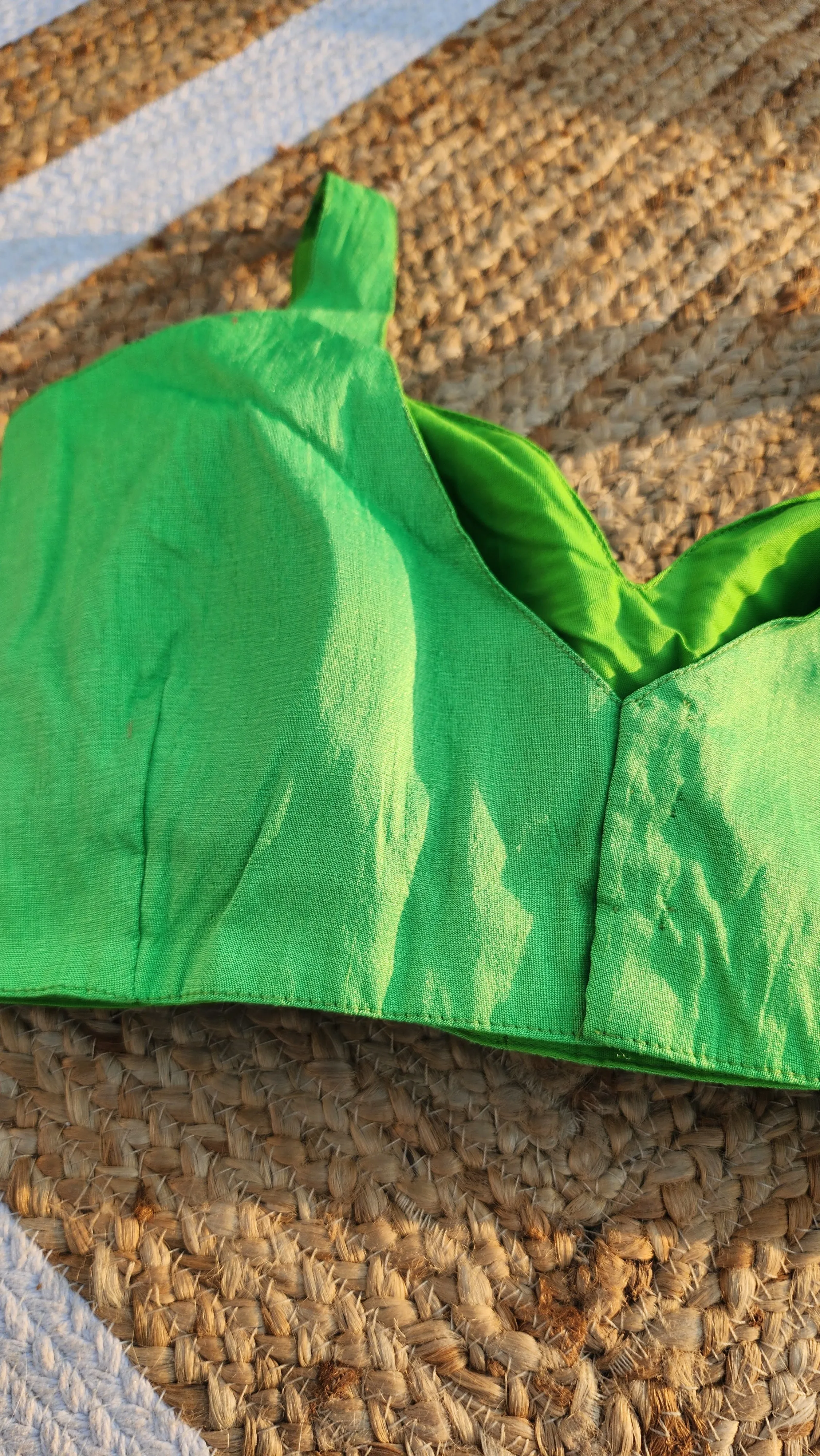 Green Raw Silk Blouse