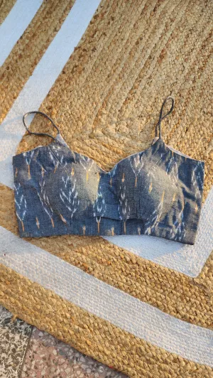 Grey Ikat Noddle Strap Blouse