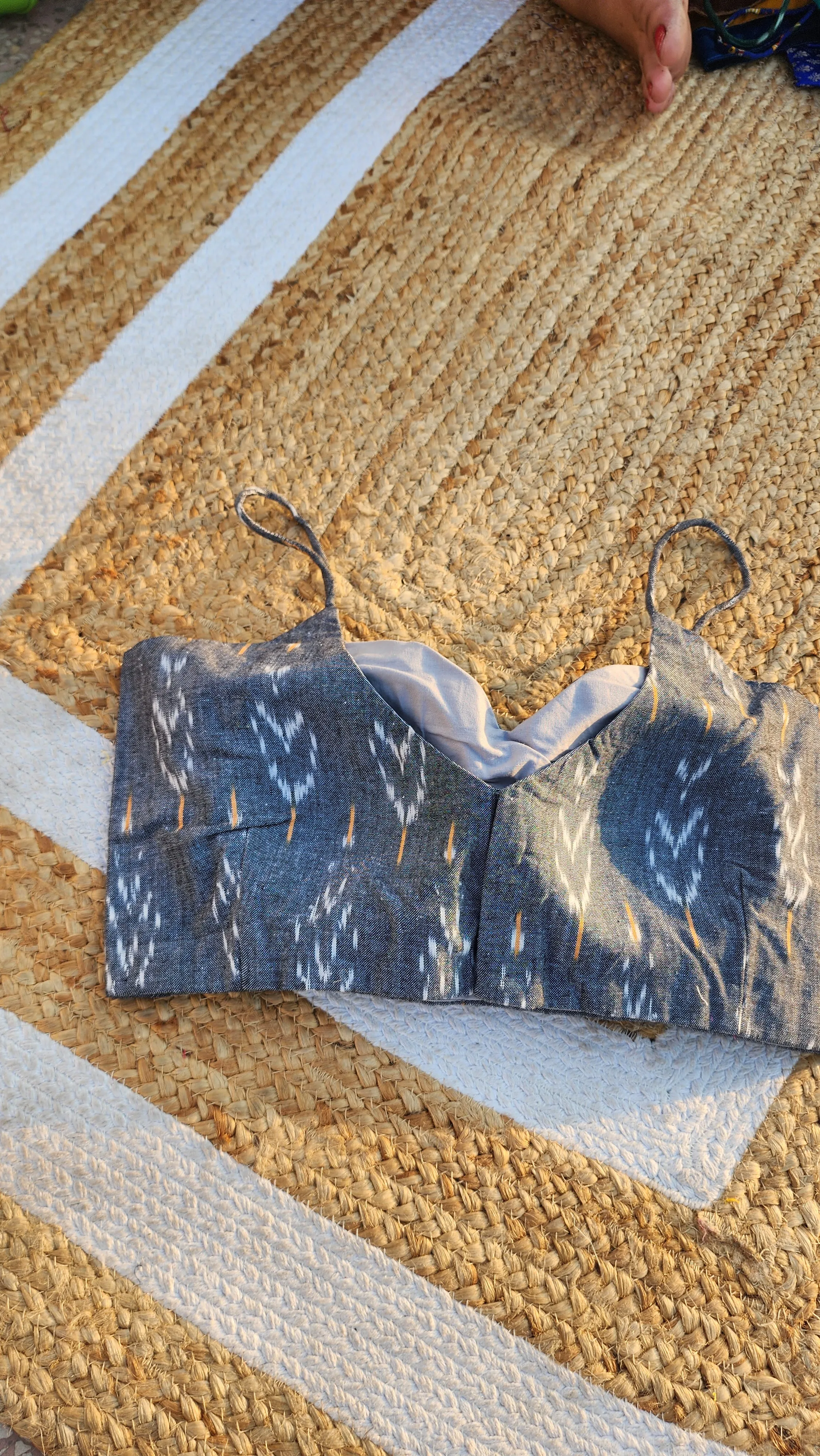 Grey Ikat Noddle Strap Blouse