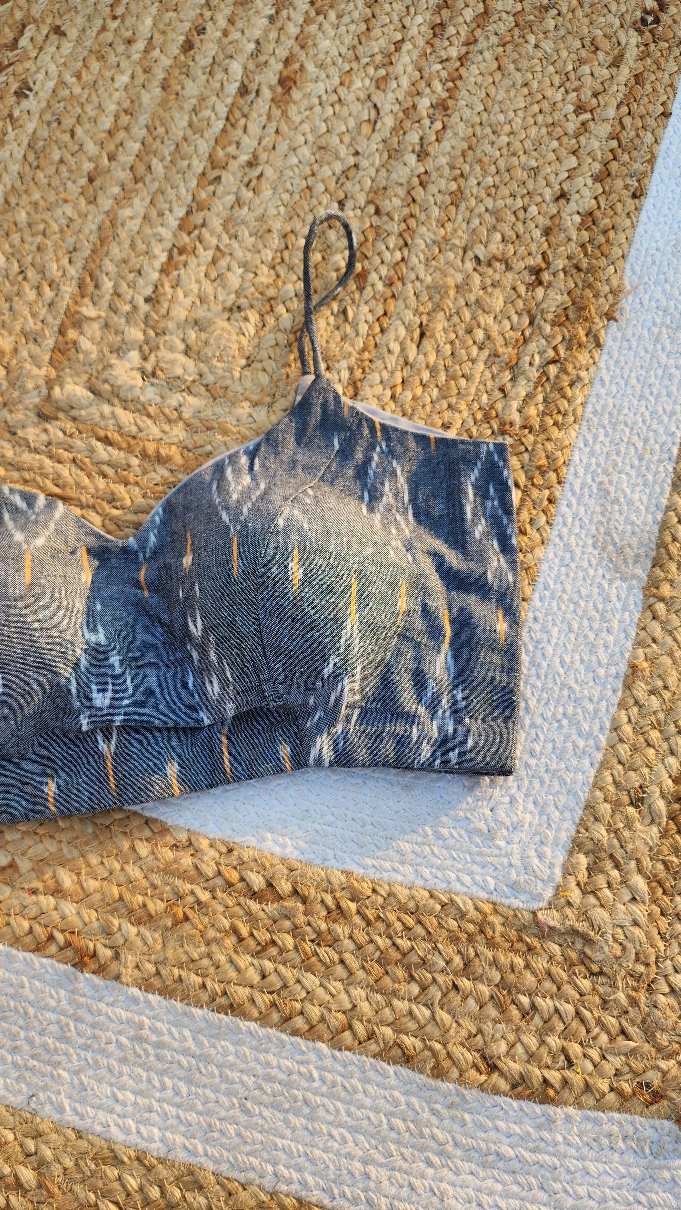 Grey Ikat Noddle Strap Blouse