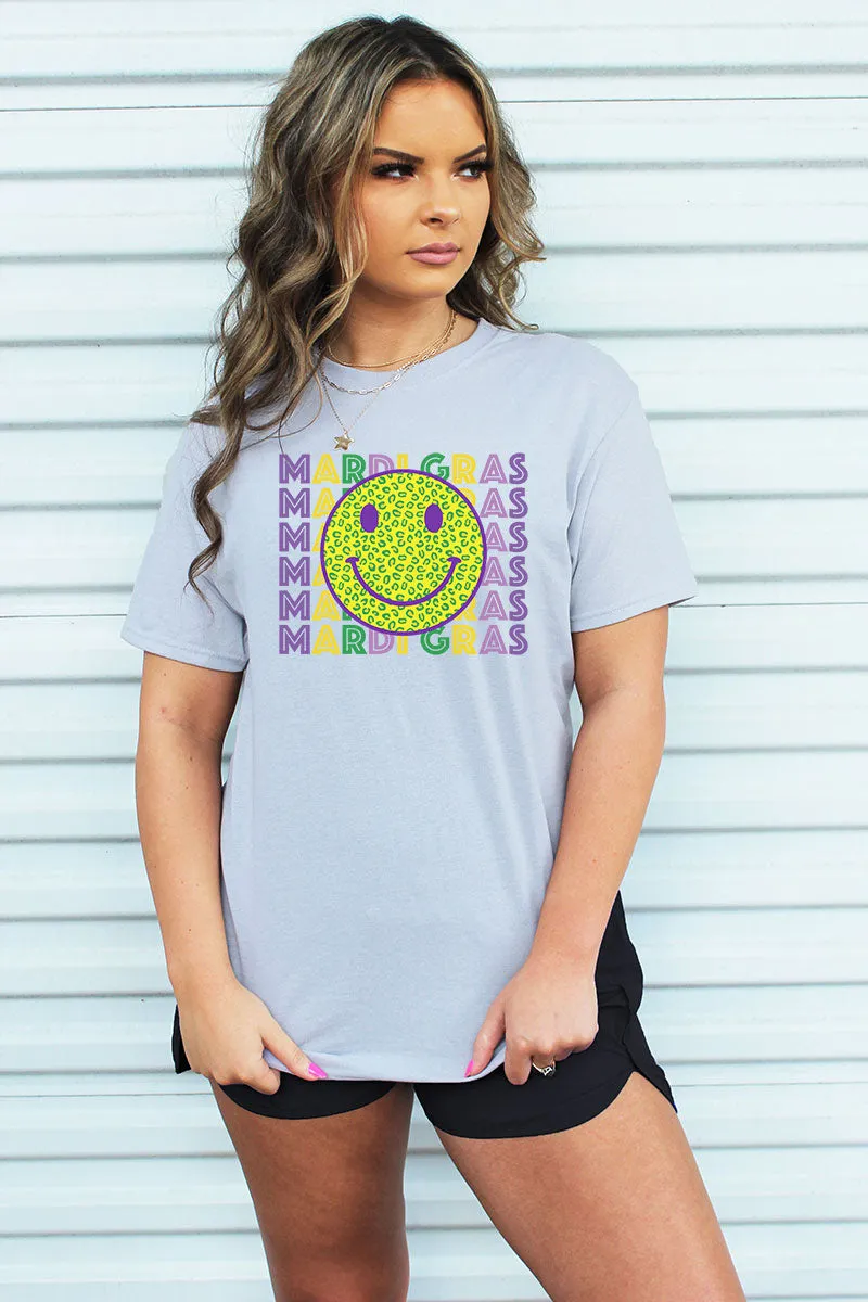 Happy Face Mardi Gras Unisex Blend Tee