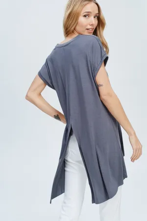 HARVEY BACK SLIT BLOUSE GREY