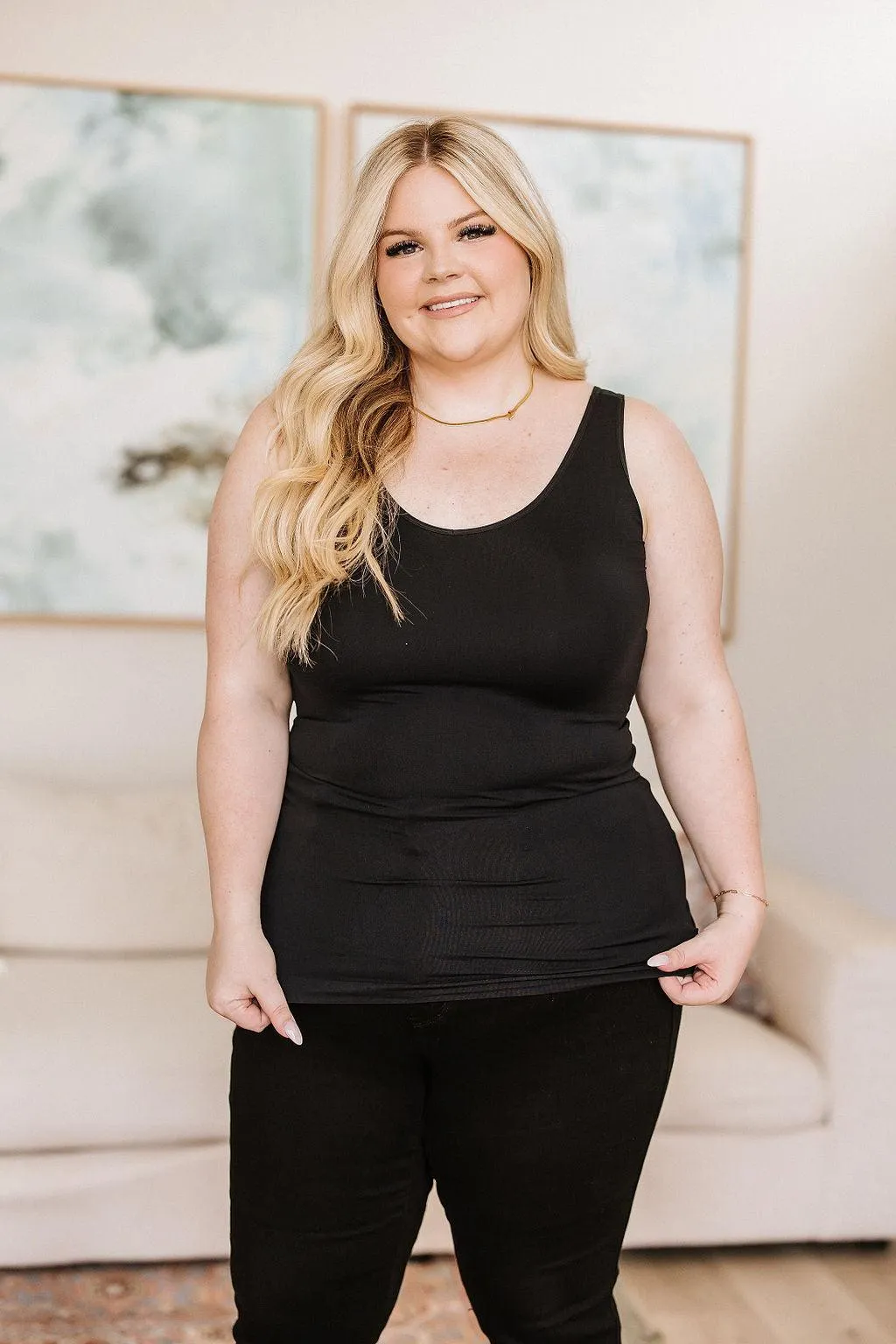 Hazel Blues® |  The Basics Reversible Longline Tank in Black