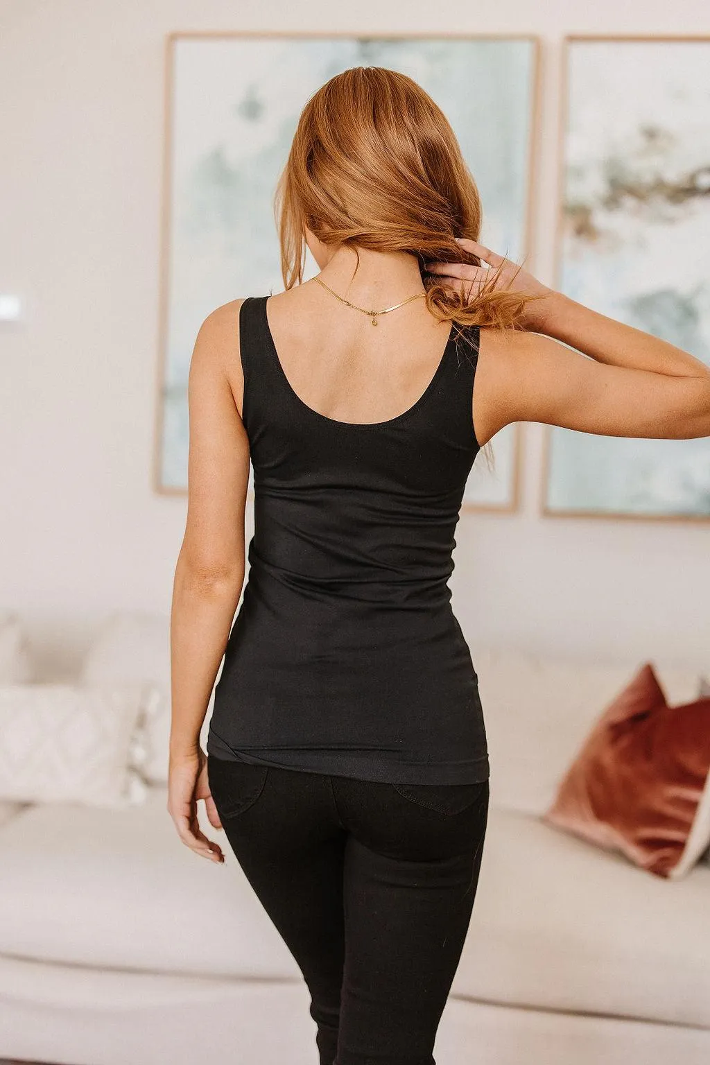 Hazel Blues® |  The Basics Reversible Longline Tank in Black