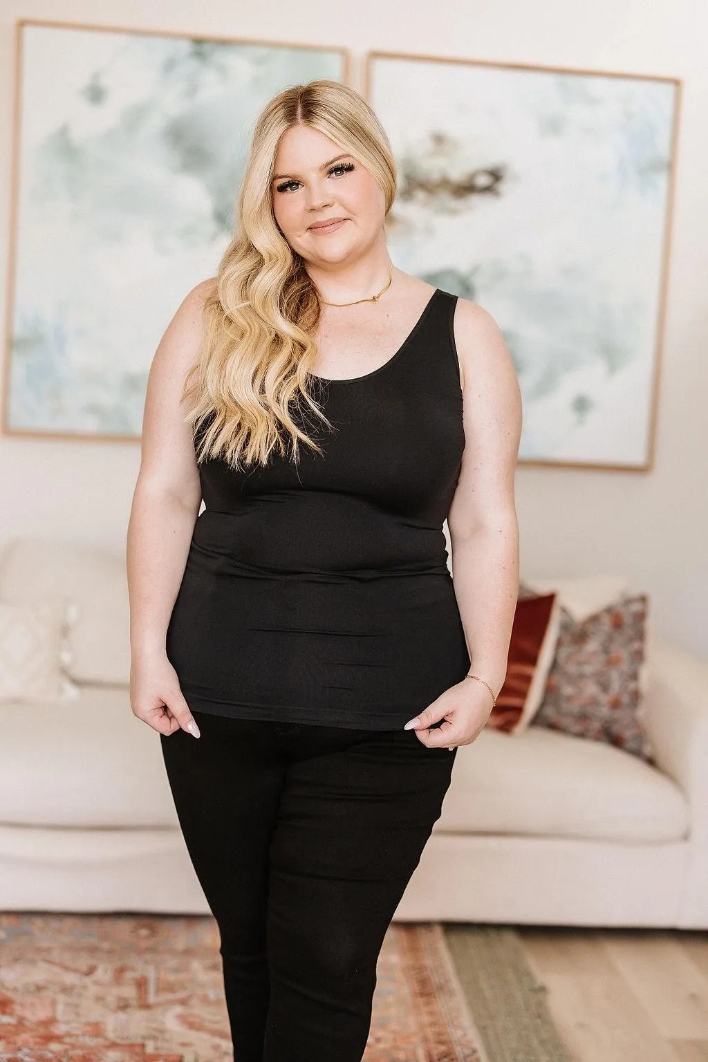 Hazel Blues® |  The Basics Reversible Longline Tank in Black