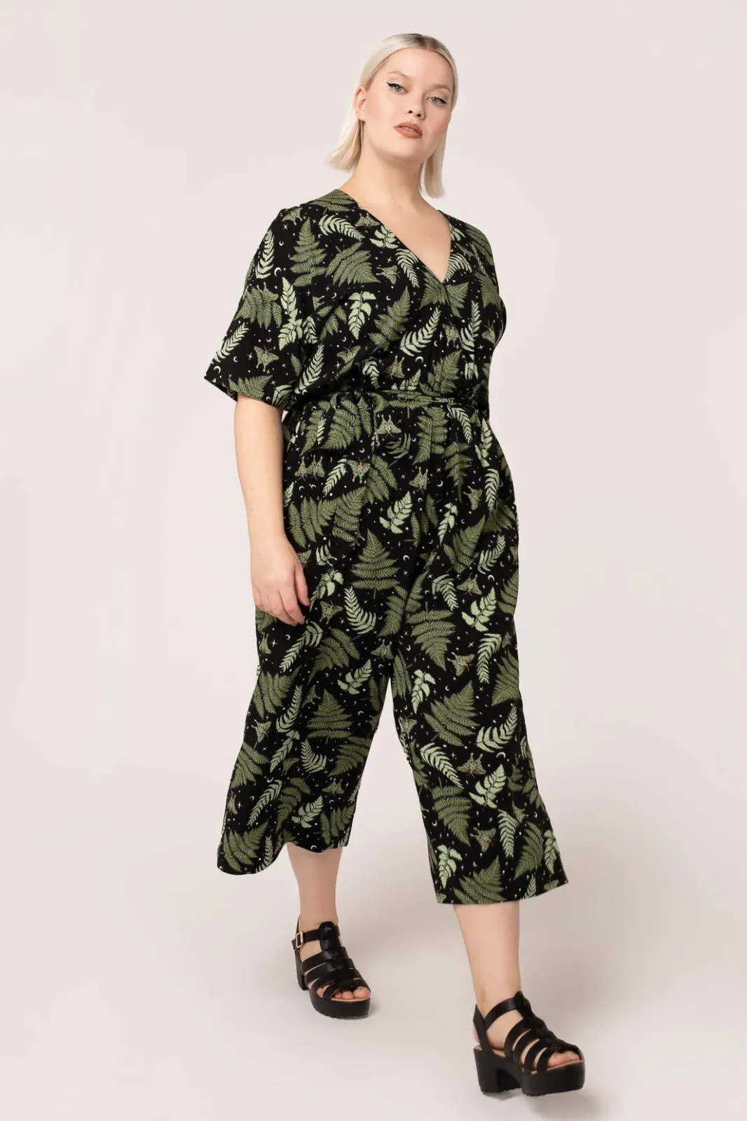 Hell Bunny Gaia Fern Print Jumpsuit