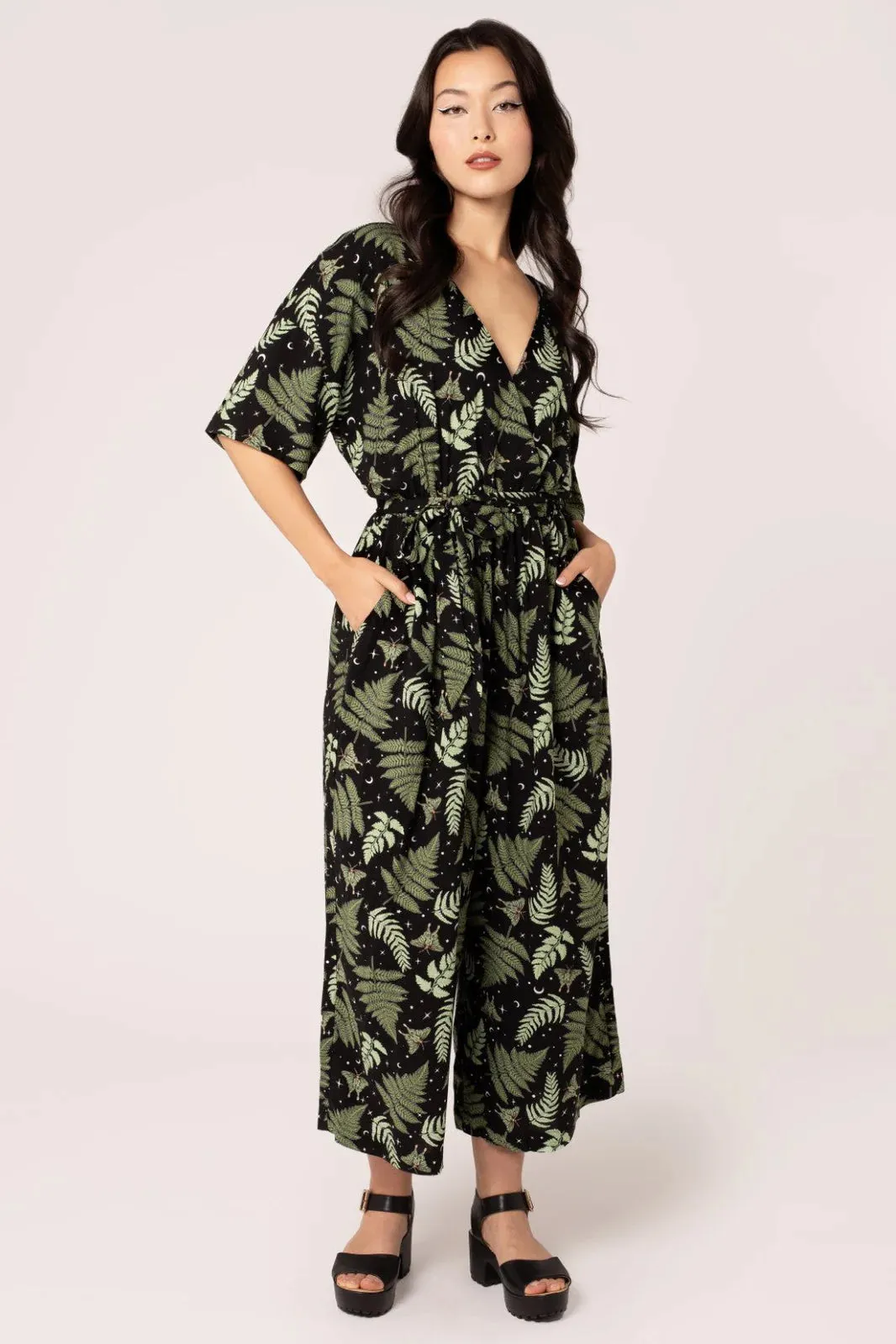 Hell Bunny Gaia Fern Print Jumpsuit