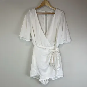 Here Comes The Sun Womens White Playsuit Size 8 / Small
