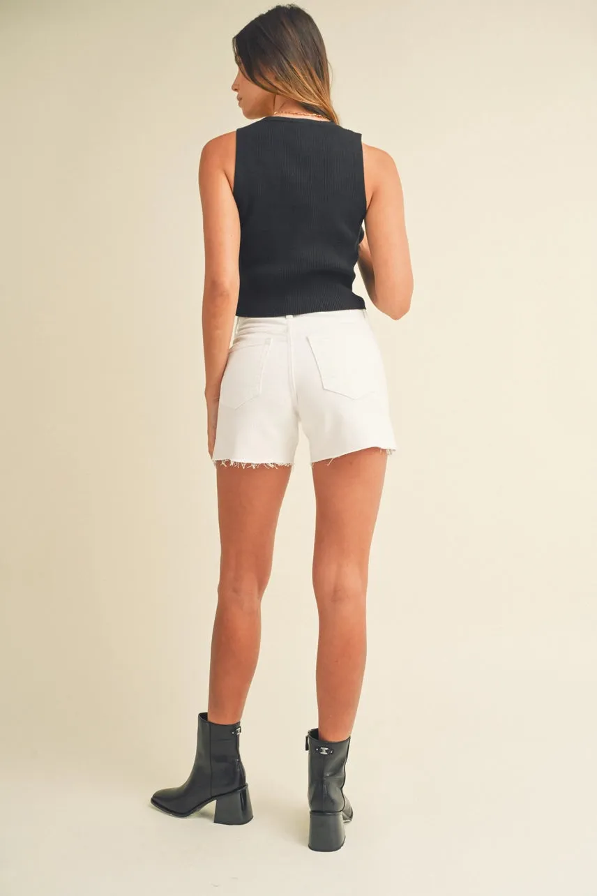 High Rise Side Slit Shorts