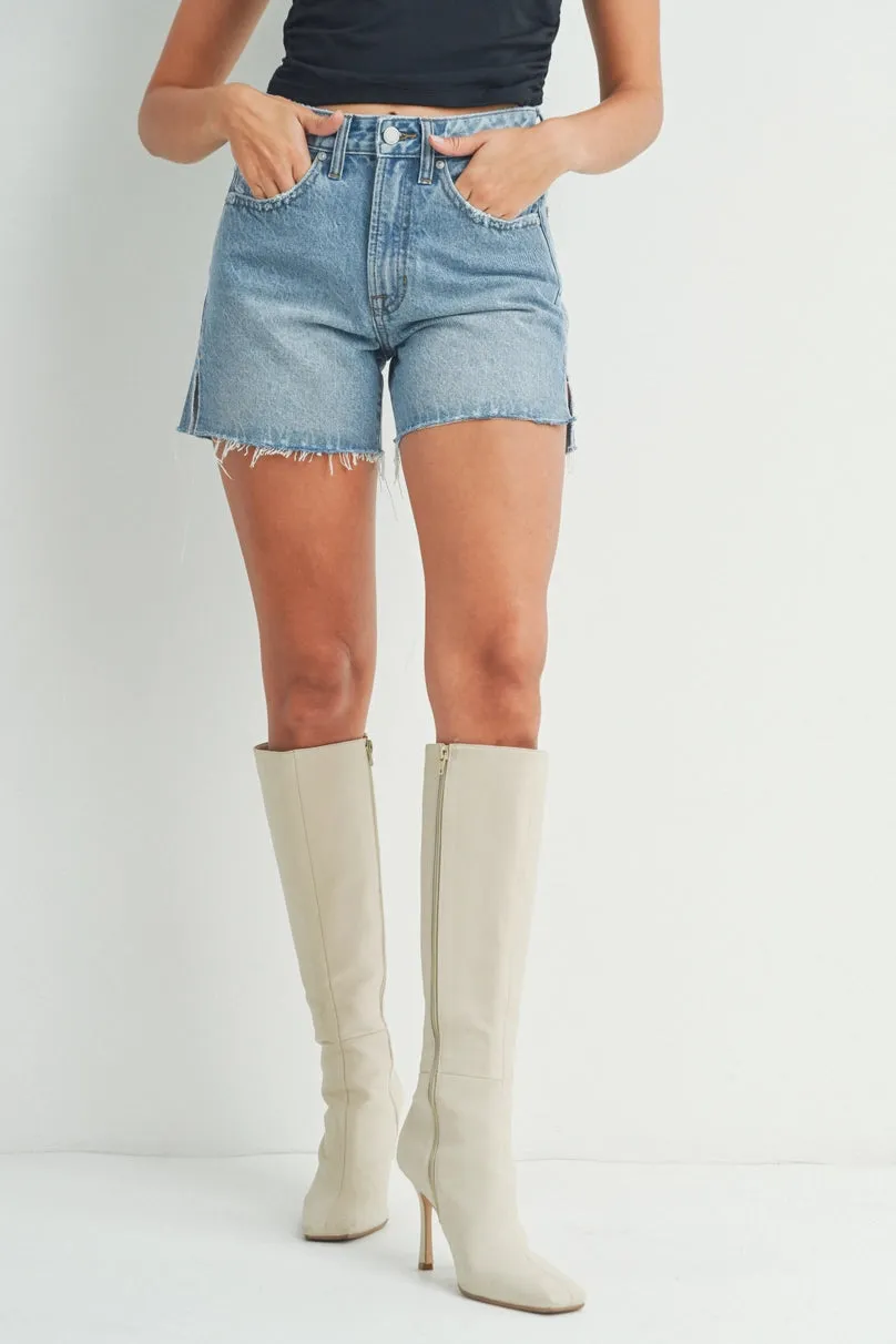 High Rise Side Slit Shorts