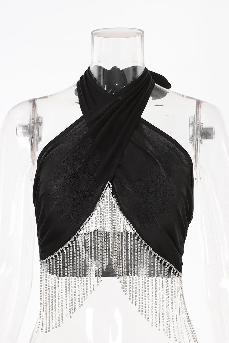 HTO3065 Rhinestone Tassel Tanks