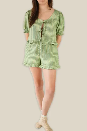 HUP1118 Printed Ruffle Top & Shorts Set