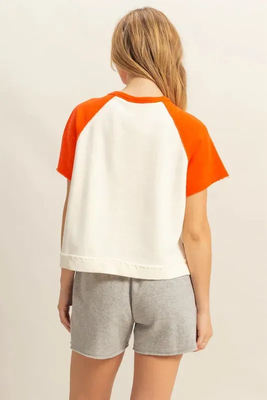 HYFVE Side Slit Contrast Half Button Short Sleeve T-Shirt