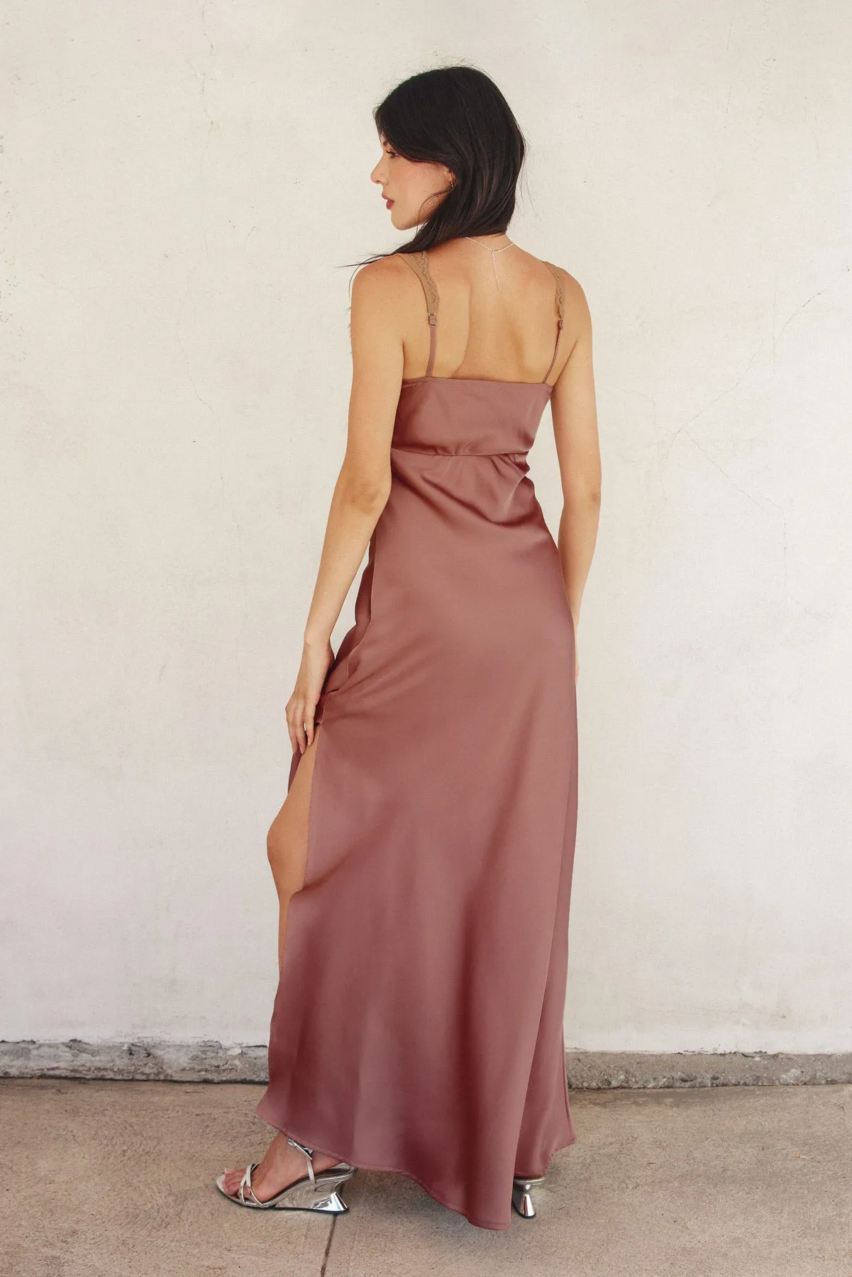 Ivana Lace Satin Maxi Dress