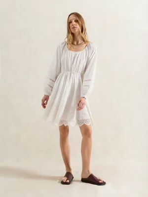 Ivory Mix Broderie Smock Dress