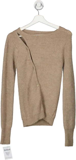 JACQUEMUS Beige La Maille Pau- Asymmetric Cardigan UK S