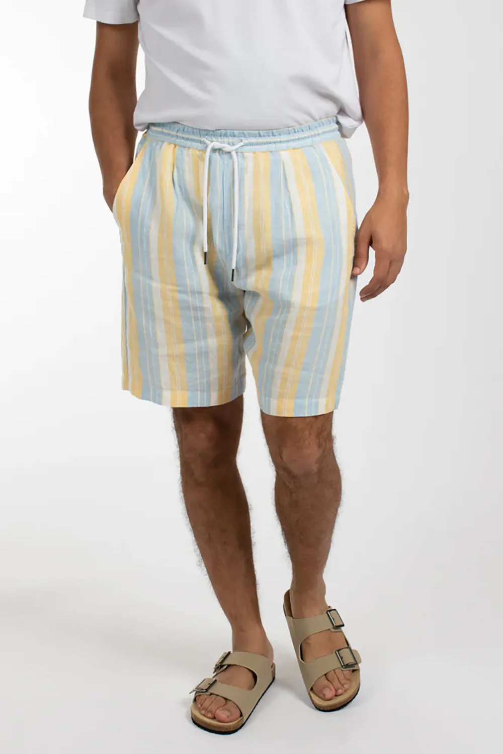 JAMES HARPER ELASTIC WAIST BEACH STRIPE LINEN SHORT JHSH19