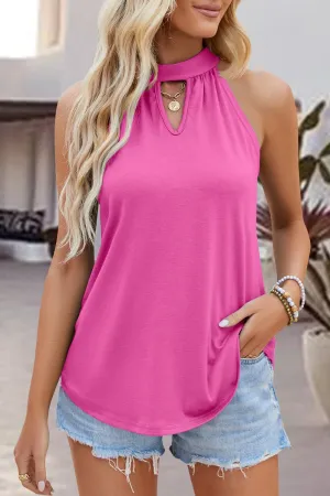 Jenn Tied Cutout Grecian Neck Tank