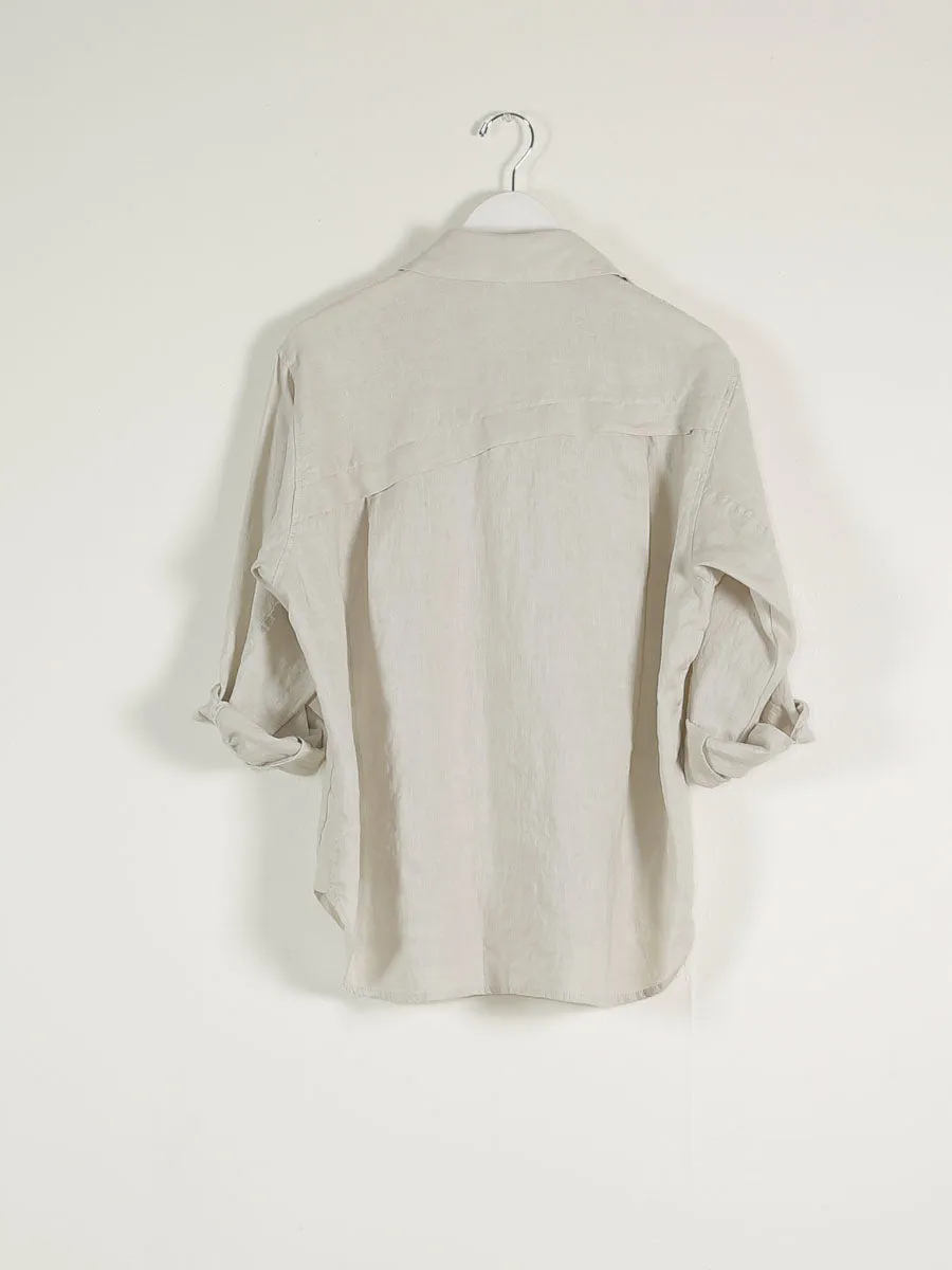 Jessie Shirt in French Linen - Cement