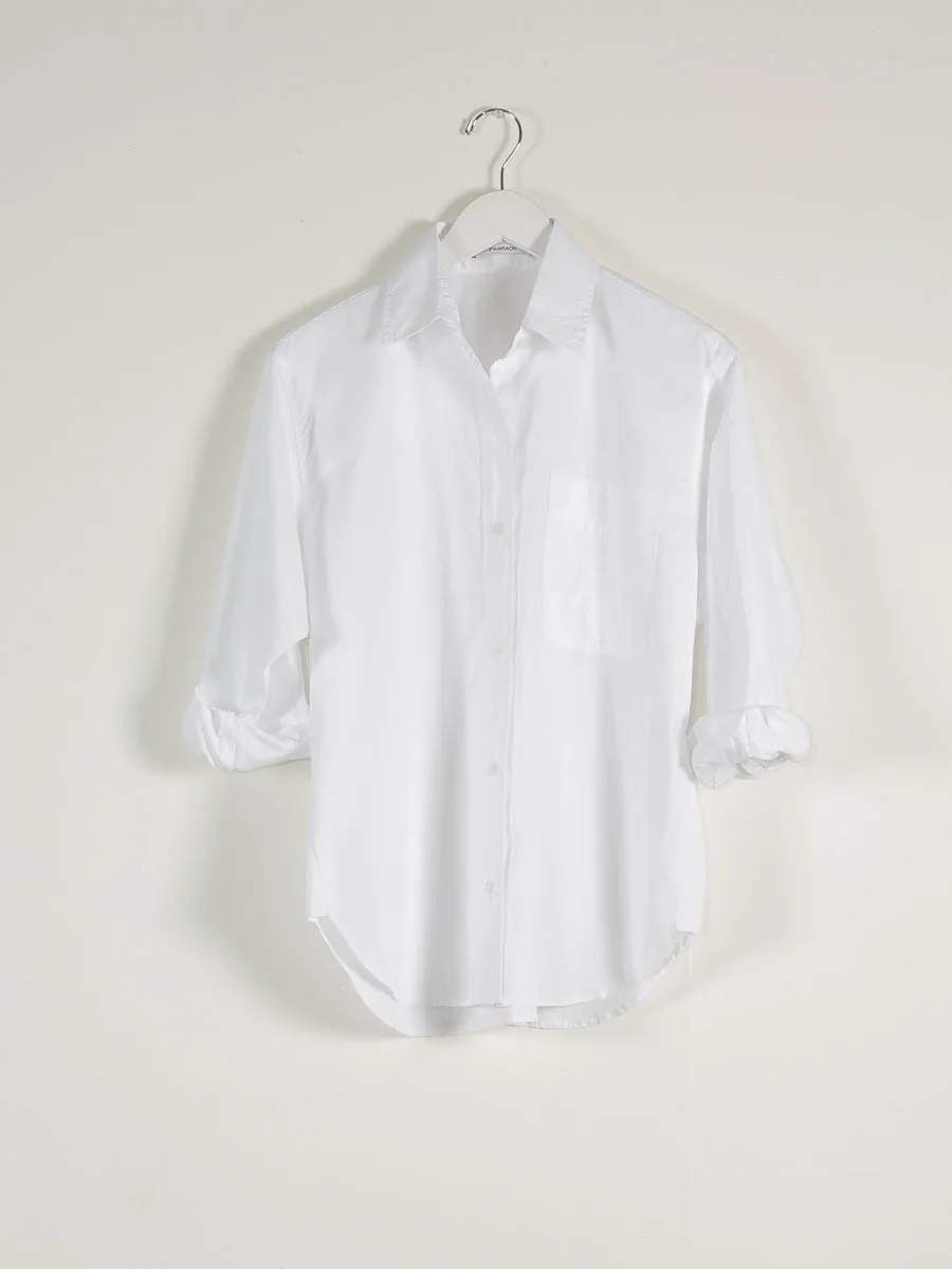 Jessie Shirt in Washed Italian Poplin - White