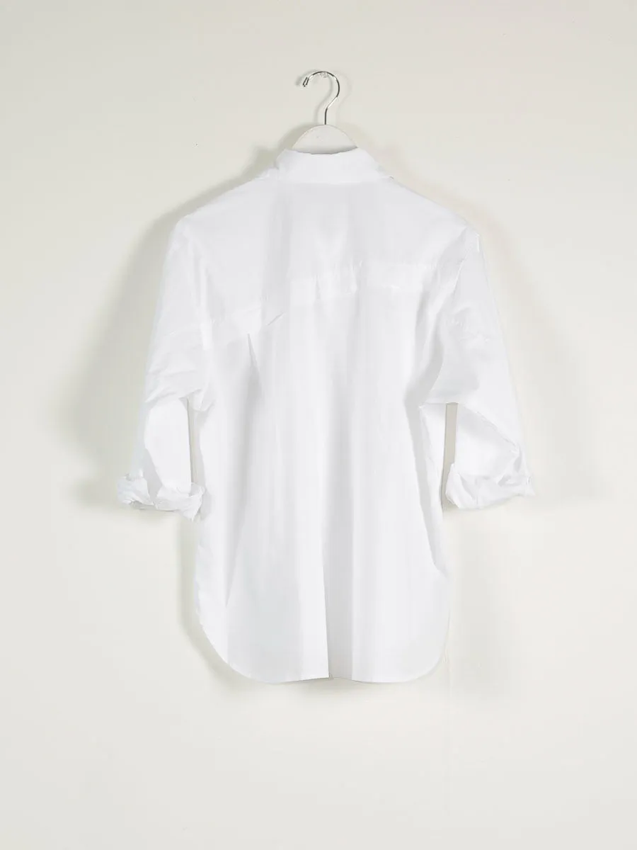 Jessie Shirt in Washed Italian Poplin - White