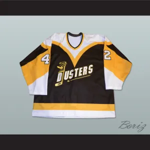 Jim O'Brien 42 Binghamton Broome Dusters Brown Hockey Jersey