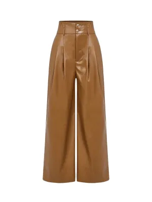 Johanna High-Waist Faux Leather Culottes