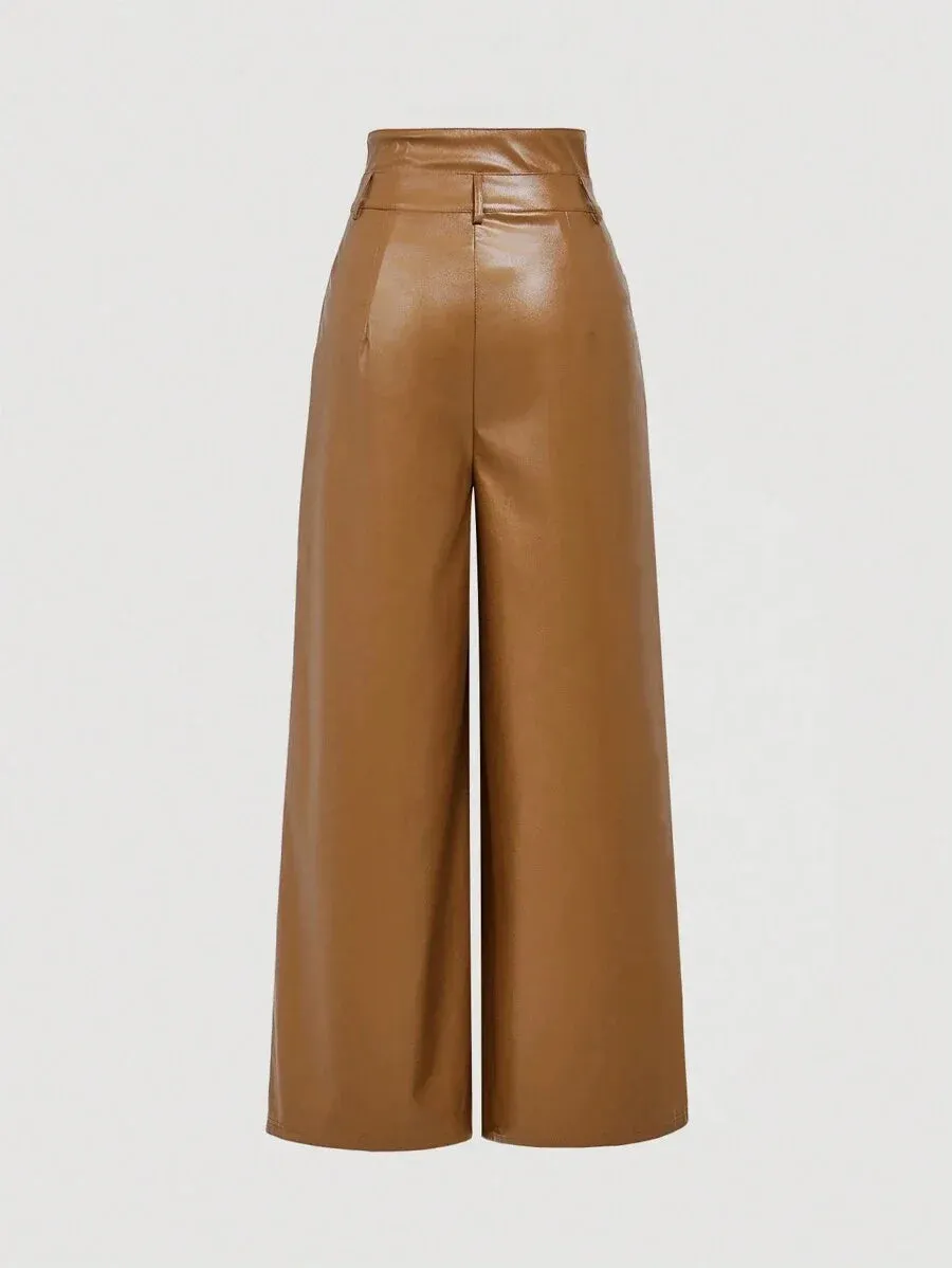Johanna High-Waist Faux Leather Culottes