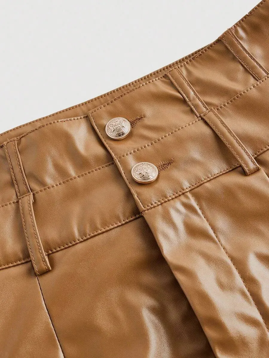Johanna High-Waist Faux Leather Culottes
