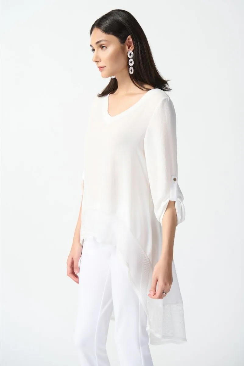 Joseph Ribkoff Gauze 3/4 Sleeve Asymmetric Hem Tunic Top 242066