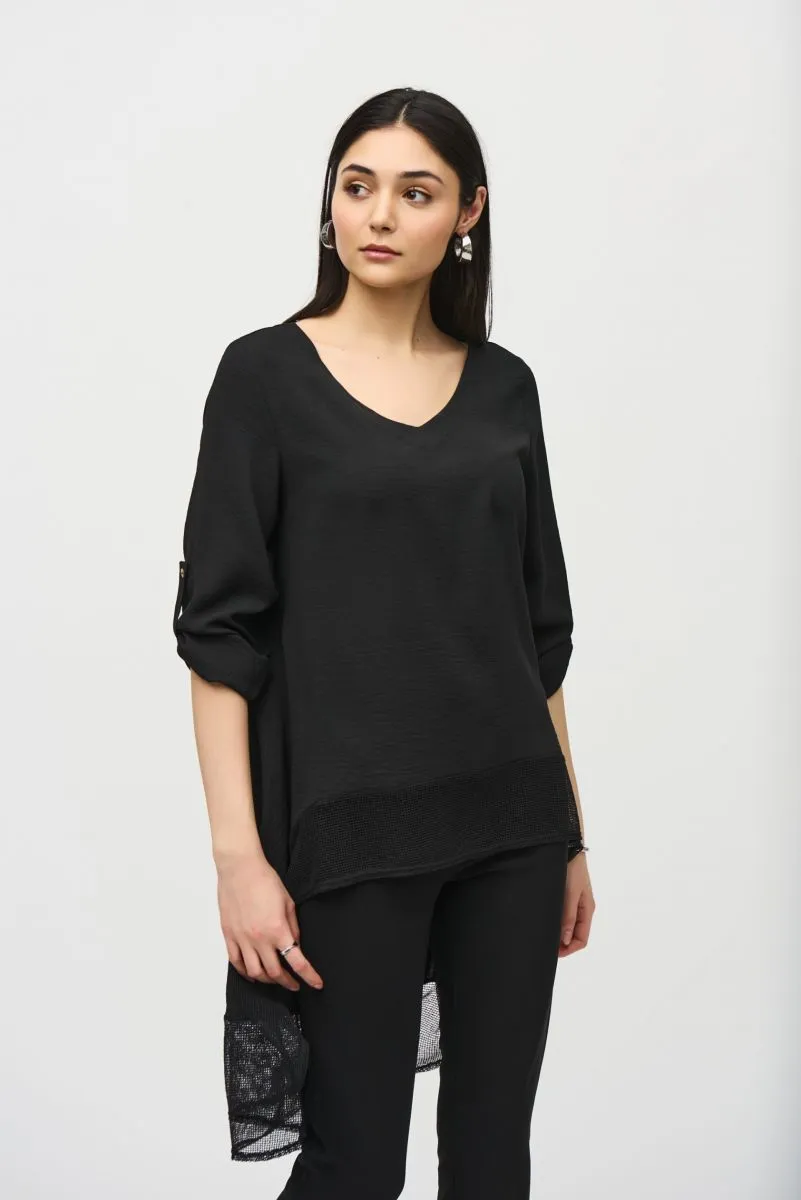 Joseph Ribkoff Gauze 3/4 Sleeve Asymmetric Hem Tunic Top 242066