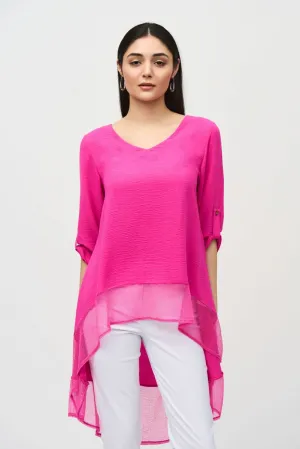 Joseph Ribkoff Gauze 3/4 Sleeve Asymmetric Hem Tunic Top 242066