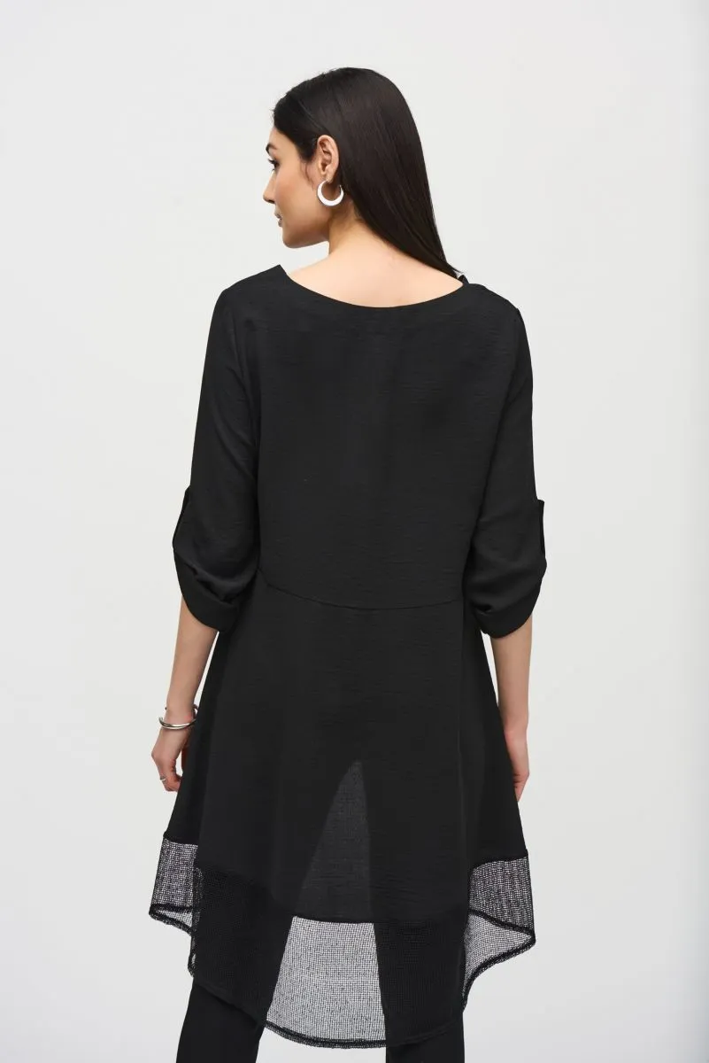 Joseph Ribkoff Gauze 3/4 Sleeve Asymmetric Hem Tunic Top 242066