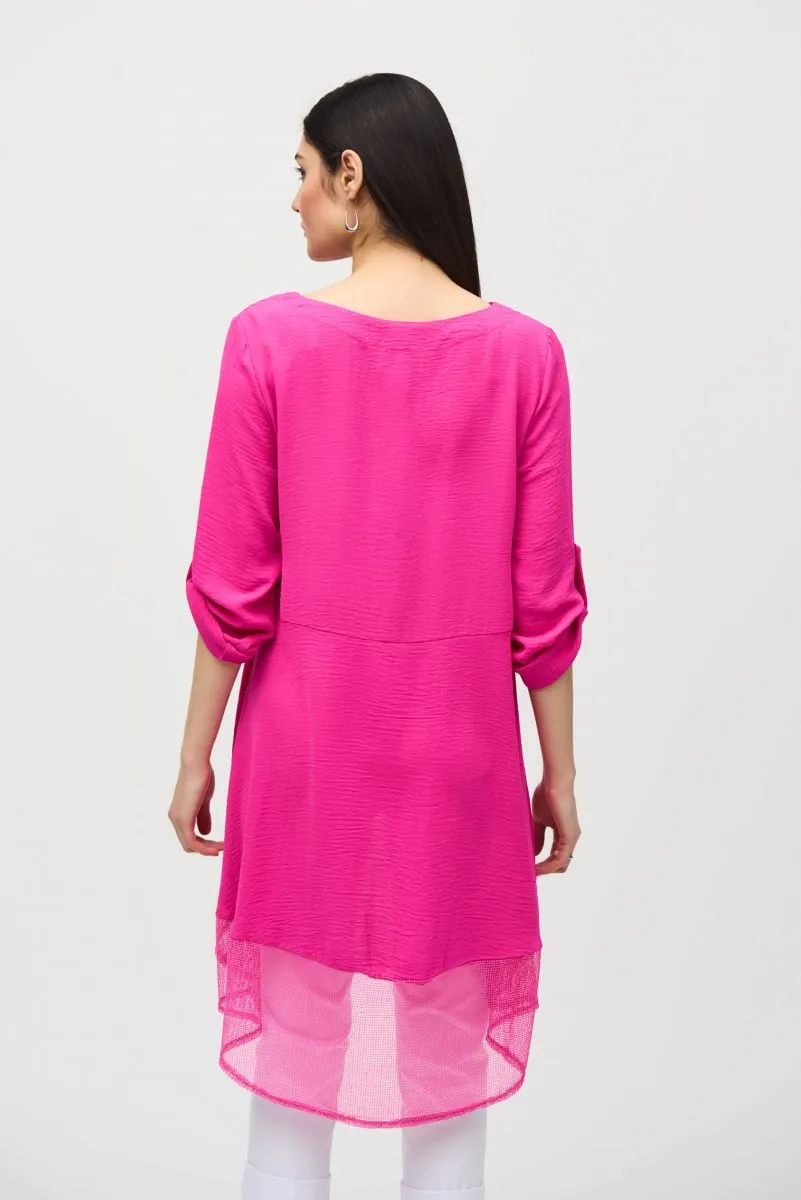 Joseph Ribkoff Gauze 3/4 Sleeve Asymmetric Hem Tunic Top 242066