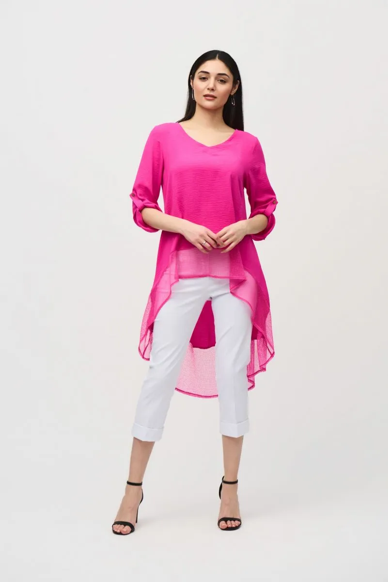 Joseph Ribkoff Gauze 3/4 Sleeve Asymmetric Hem Tunic Top 242066