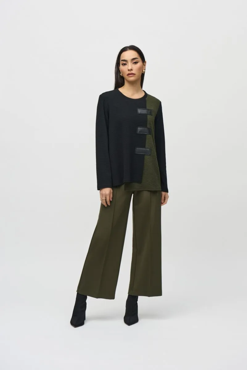Joseph Ribkoff Two-Tone Color Block Textured Tunic Top 244133