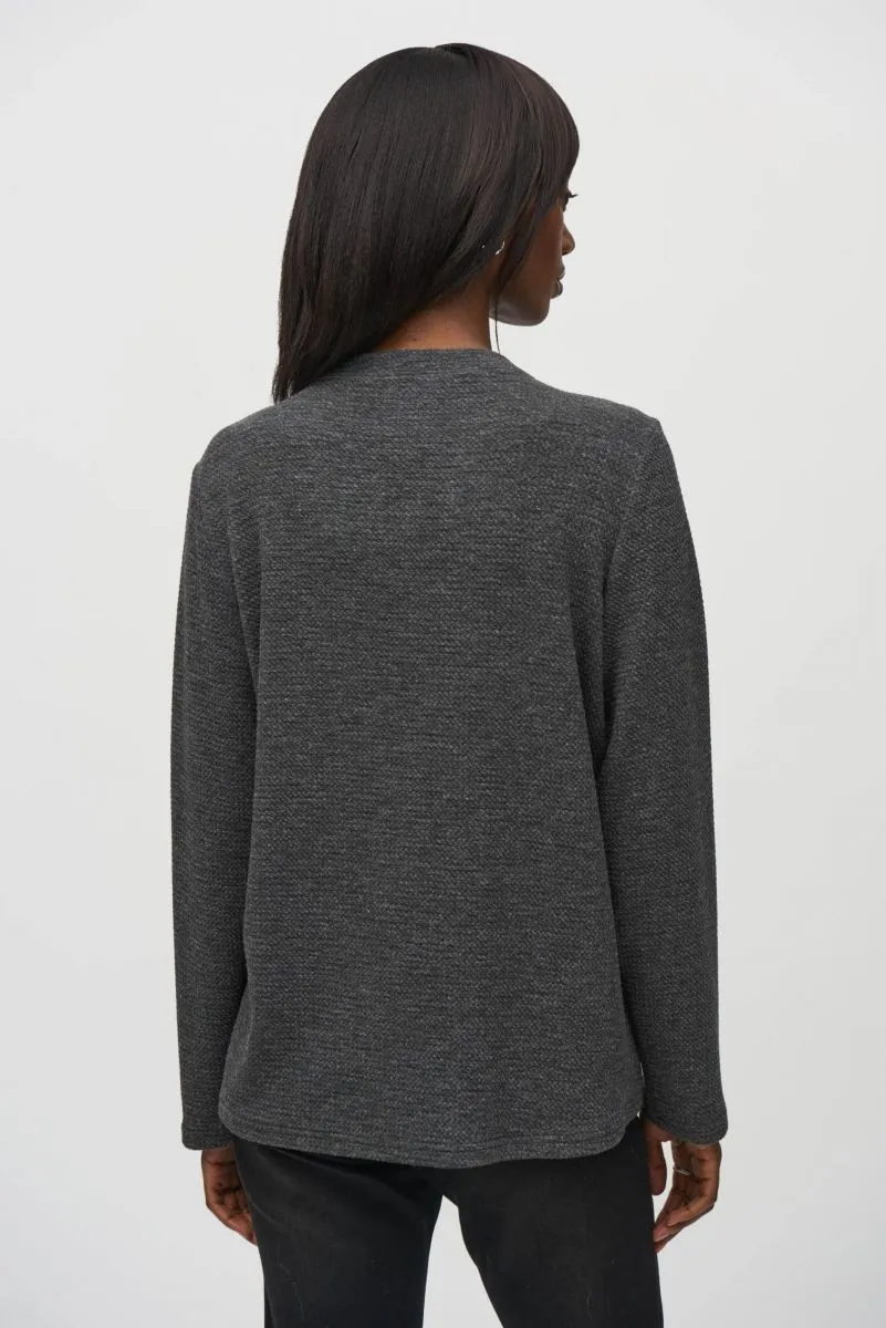 Joseph Ribkoff Two-Tone Color Block Textured Tunic Top 244133