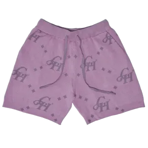Jumbo Monogram Plush Shorts- Lavendar/Grape