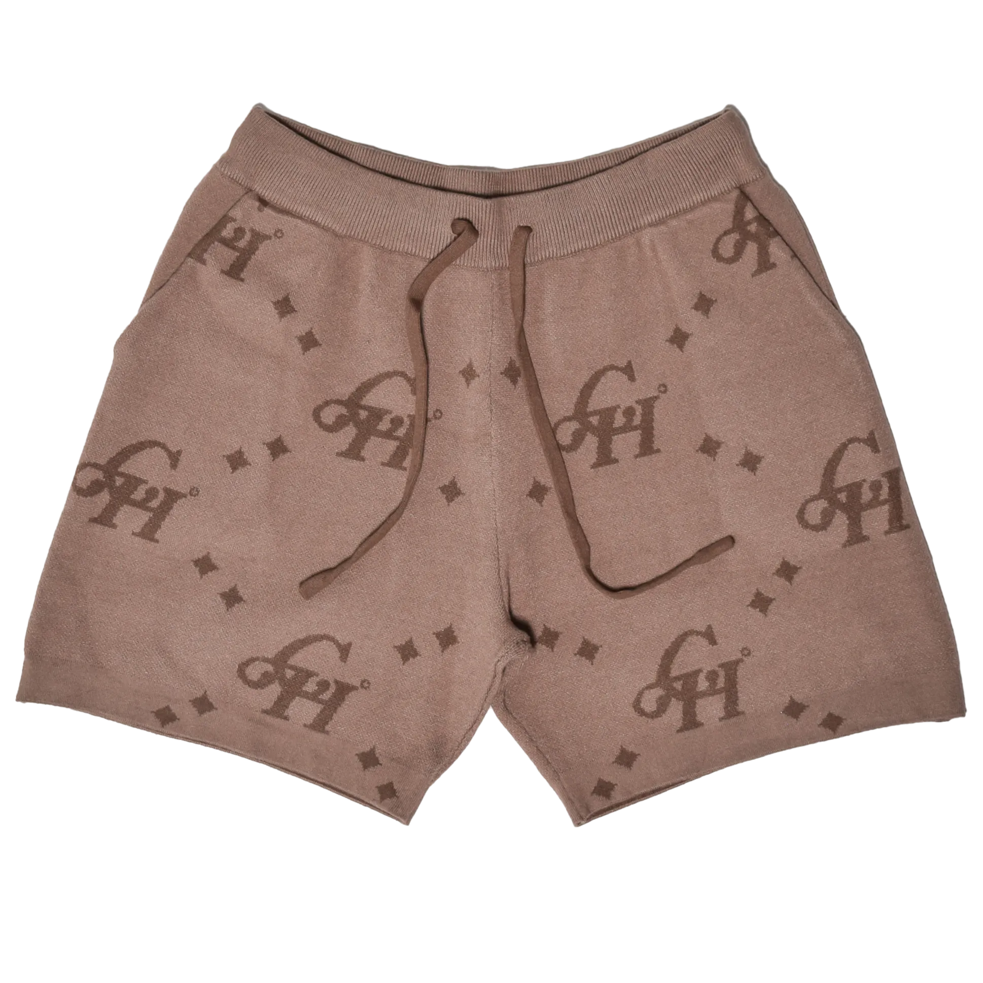 Jumbo Monogram Plush Shorts- Taupe/Mocha