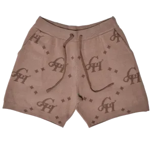 Jumbo Monogram Plush Shorts- Taupe/Mocha