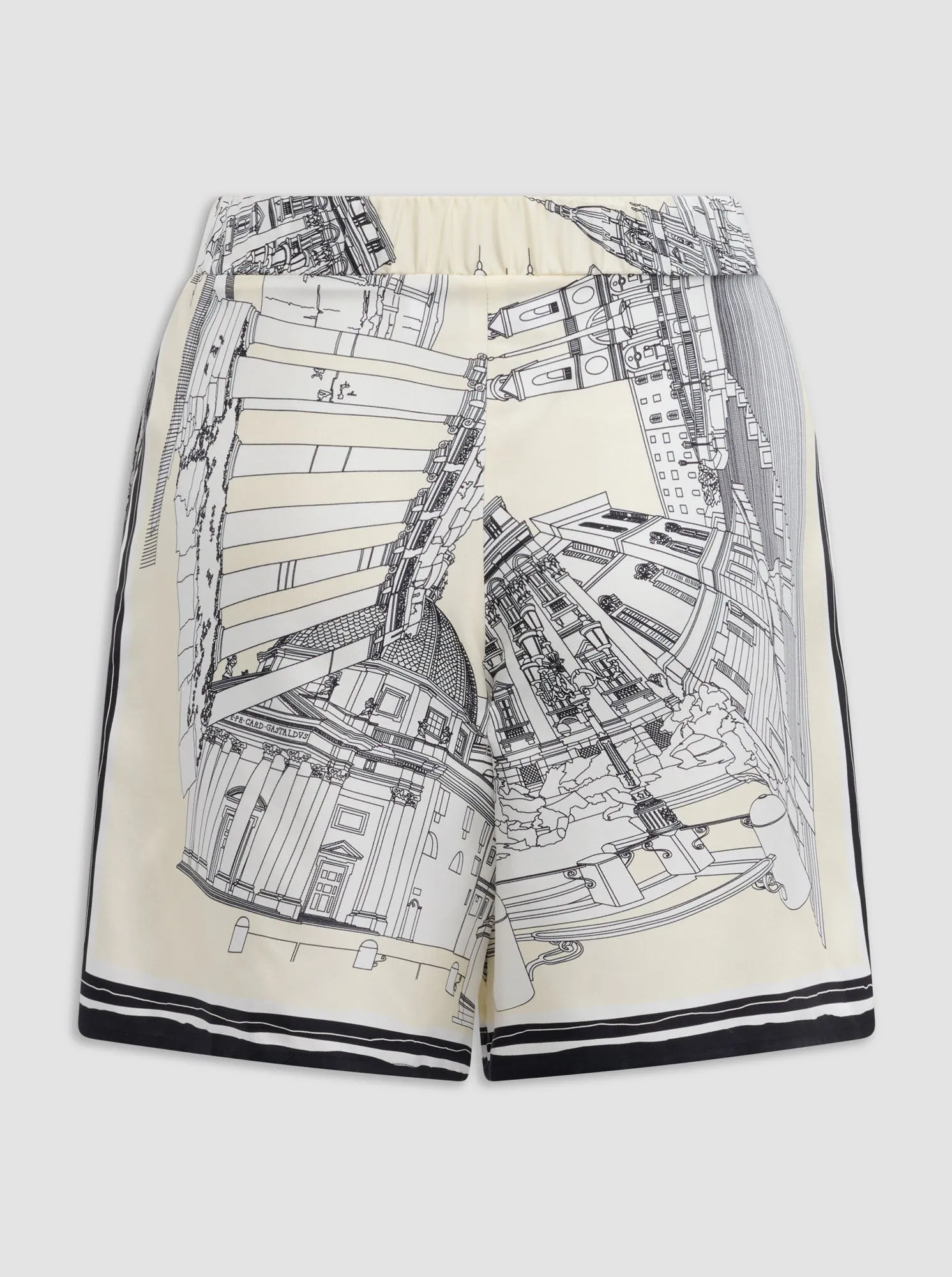JUVIA Rome silk print shorts White