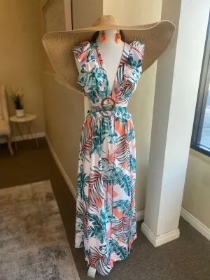 Keyhole Leafy Cutout Maxi Dress